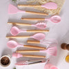 Silicone Kitchen Ware Set with Wooden Handle High Quality Non-stick Spatula Cooking Utensils La Cuisine de Mimi