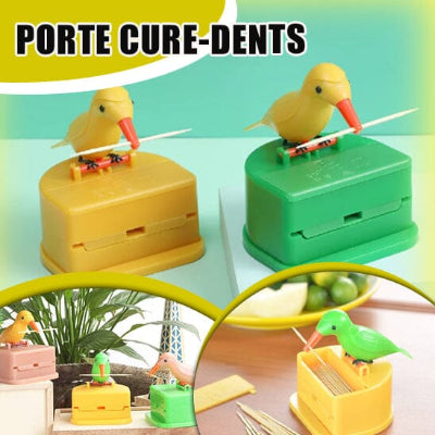 Distributeur De Cure-dents Oiseau BSTCAR - Automatique Et Drôle - Plastique - 7,6x9x8,6cm - Pour Cuisine, Bar