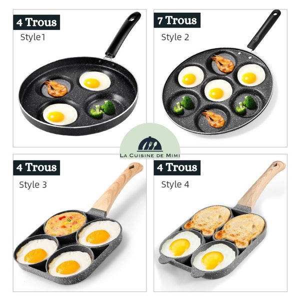 Poêle Multifonction Petit Déjeuner Poêle à Pancakes 4 Trous - Multifonction Omelette/Hamburger - Anti-Adhésive - Avec Couvercle - Gimars Poele A Pancakes Induction