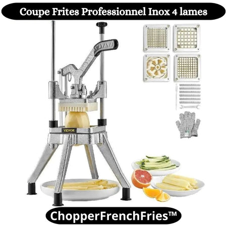 Coupe Frites Professionnel Inox 4 lames | ChopperFrenchFries™ La Cuisine de Mimi