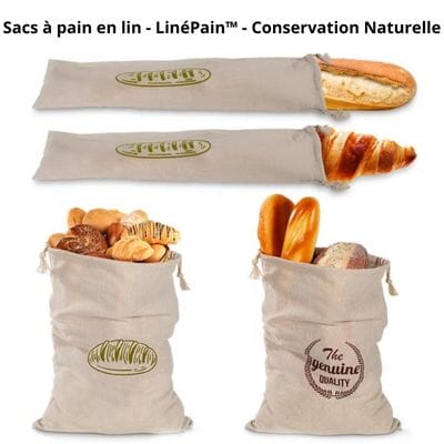 Sacs à pain en lin | LinéPain™ | Conservation Naturelle La Cuisine de Mimi