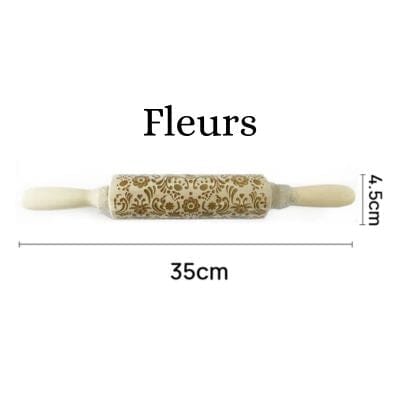 Wooden Rolling Pin for Christmas, 3D DIY Engraved Embossing Rolling Pins with Xmas Reindeer Flower Pattern, for Baking Cookies La Cuisine de Mimi