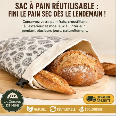 Sac à pain | Cire d'abeille réutilisable La Cuisine de Mimi
