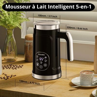 Mousseur à Lait Intelligent 5-en-1 | Écran LED Tactile | Mousse Chaude & Froide Premium | Barista La Cuisine de Mimi