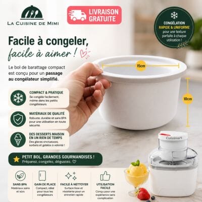 Sorbetière Compacte Automatique | Machine à Glace Maison Gelato & Smoothies La Cuisine de Mimi