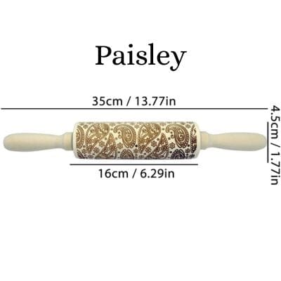 Wooden Rolling Pin for Christmas, 3D DIY Engraved Embossing Rolling Pins with Xmas Reindeer Flower Pattern, for Baking Cookies La Cuisine de Mimi