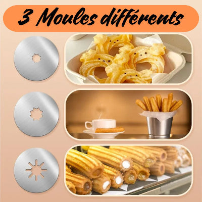 Machine à Churros Maxima 10 L – 4 Moules Inclus – 2 Vitesses – Corps Inox – Pour Professionnels Ou Grands événements