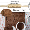 Wooden Rolling Pin for Christmas, 3D DIY Engraved Embossing Rolling Pins with Xmas Reindeer Flower Pattern, for Baking Cookies La Cuisine de Mimi