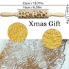 Wooden Rolling Pin for Christmas, 3D DIY Engraved Embossing Rolling Pins with Xmas Reindeer Flower Pattern, for Baking Cookies La Cuisine de Mimi
