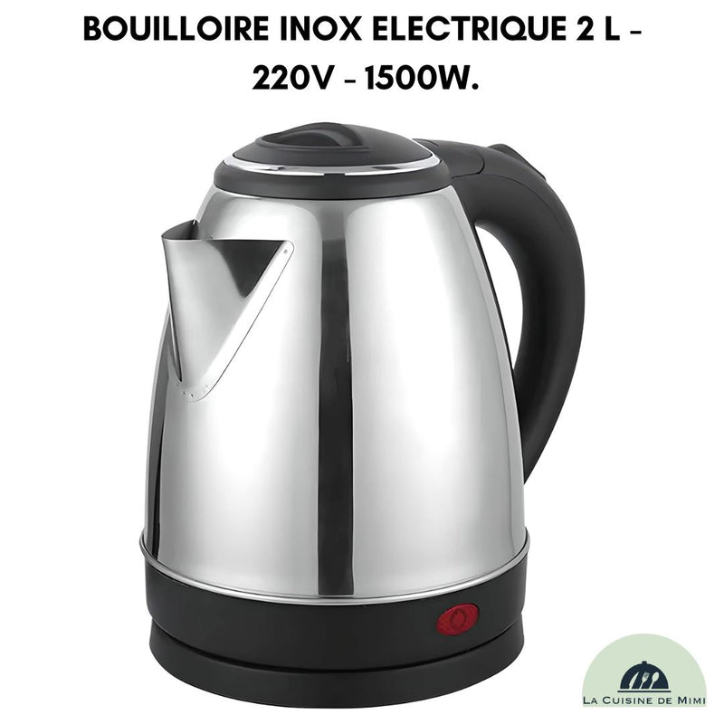 BOUILLOIRE INOX ELECTRIQUE 2 L - 220V - 1500W.