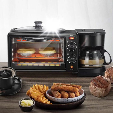 Multifunctional 3 in 1 Breakfast Station Non-stick Frying Pan Toaster Oven Station Coffee Maker for Coffee, Sandwiches, Cake La Cuisine de Mimi
