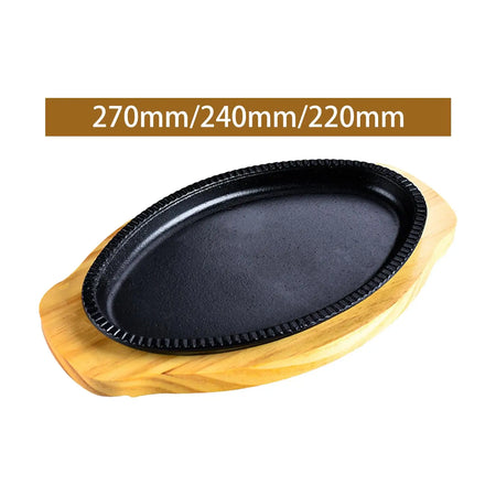 Steak Fry Plate Oval Shape Server Platter Fajita Sizzling Pan Sizzling Steak Plate Set Teppanyaki Grill Pan for Home Restaurant La Cuisine de Mimi