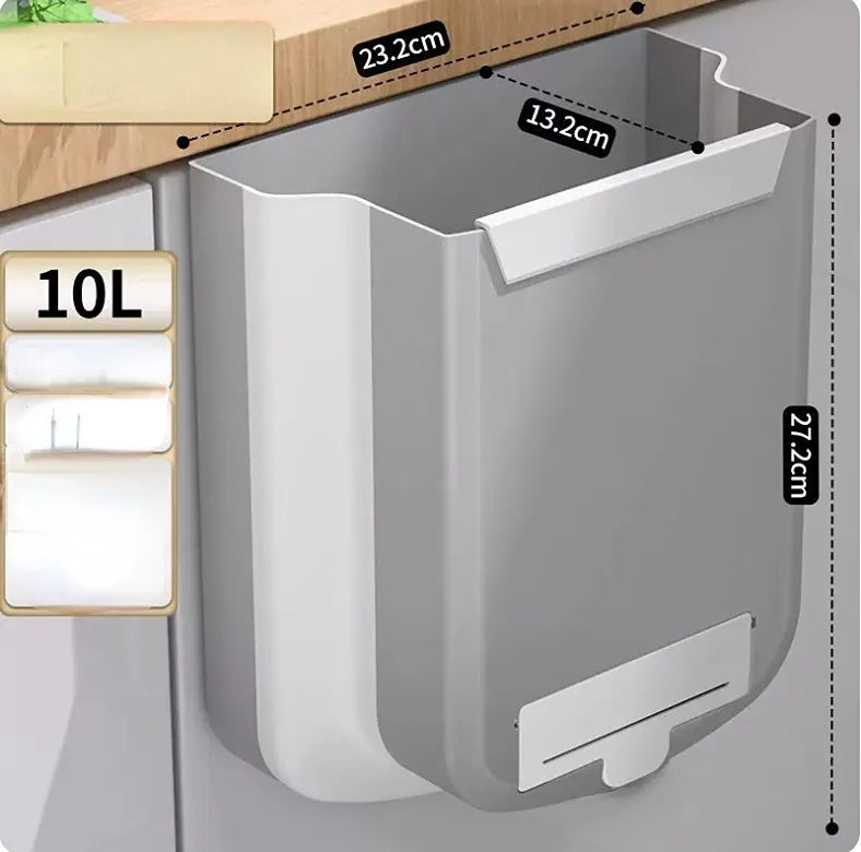 9L Folding Waste Bins Kitchen Garbage Bin Foldable Car Trash Can Wall Mounted Trashcan for Bathroom Toilet Waste Storage Bucket La Cuisine de Mimi