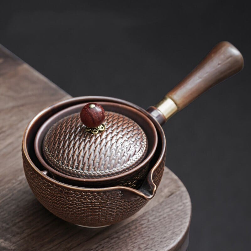 Porcelain Chinese Gongfu Tea Set Portable Teapot Set with 360 Rotation Tea Maker and Infuser Tea Ceremony Set Teapot Set Bag La Cuisine de Mimi