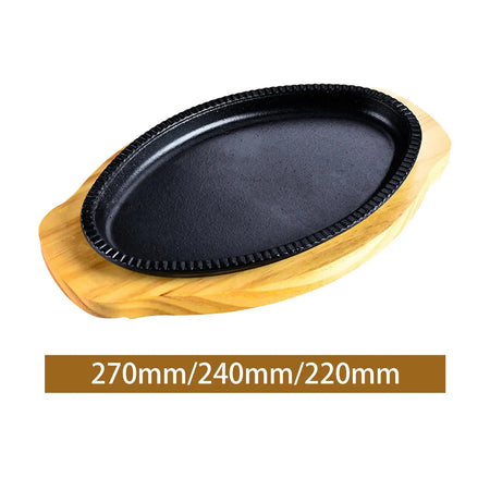 Steak Fry Plate Oval Shape Server Platter Fajita Sizzling Pan Sizzling Steak Plate Set Teppanyaki Grill Pan for Home Restaurant La Cuisine de Mimi