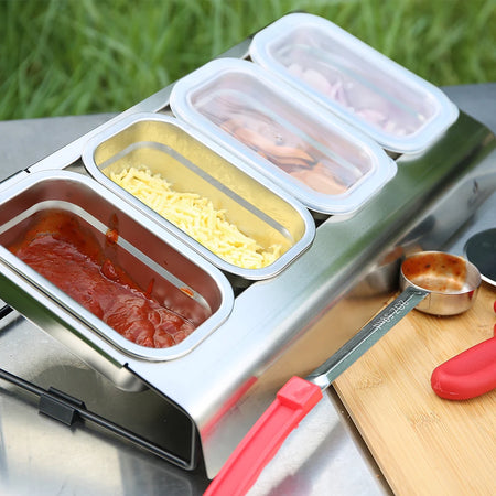 Stainless Steel Pizza Ingredients Container Pizza Topping Station with PP lid For Fridge Storage Pizza Topping Spice Storage Box La Cuisine de Mimi