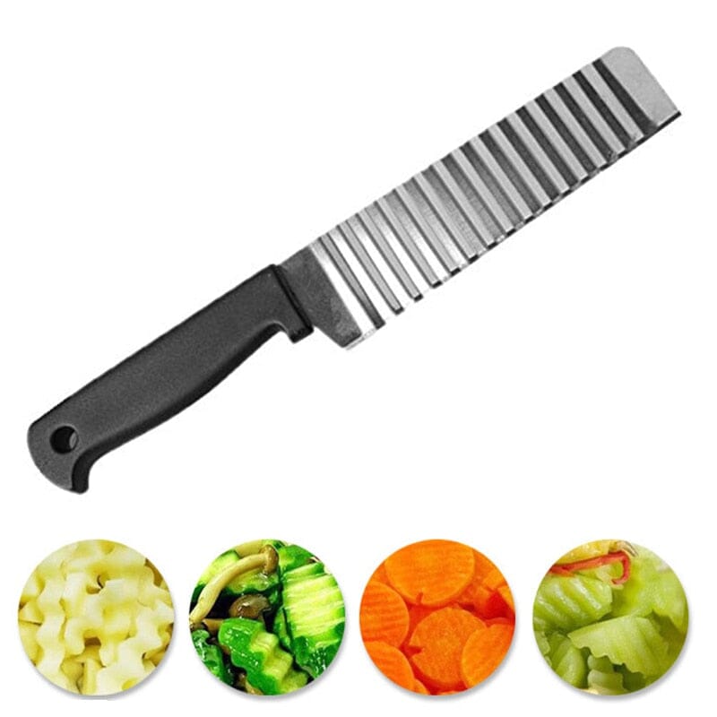 Couteau ondulé, acier inoxydable couteau ondulé couteau pomme de terre  couteau outil pour couper les pommes de terre Français frites fruits légumes