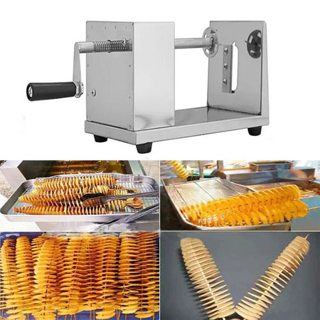 Stainless Steel Potato Cutters With Non-Slip Crank And Rubber Feet For Fruits Potatoes, Tornado Chips, Cucumbers Or Carrots La Cuisine de Mimi
