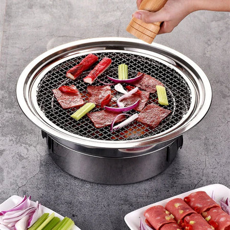 Barbecue Coréen à charbon de bois en acier inoxydable antiadhésif, Portable pour Camping, Pique-nique, Pêche, Plage ... La Cuisine de Mimi