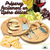 Ensemble couteaux à fromage acier inoxydable 4pcs Plateau bois La Cuisine de Mimi