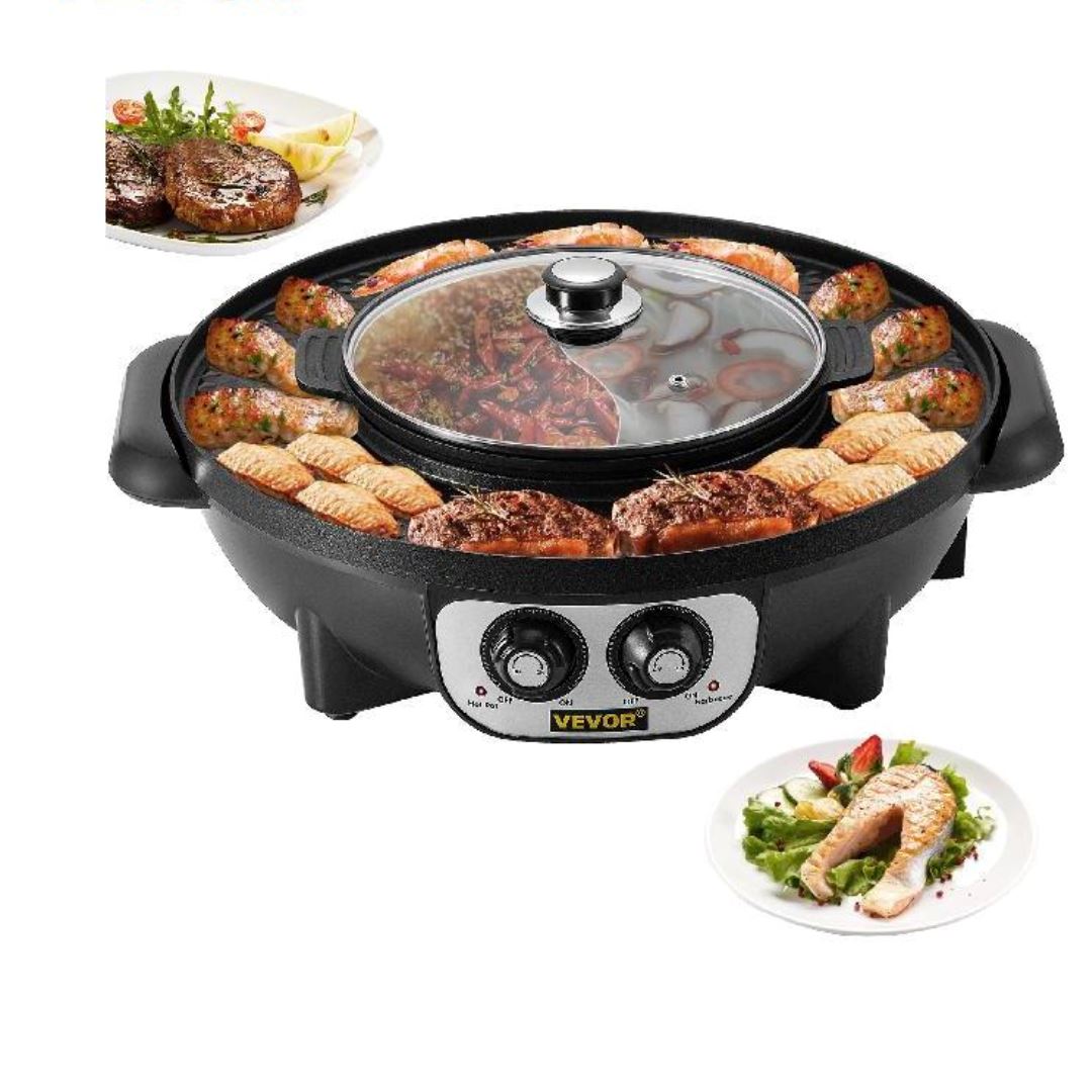 Food Party Appareil Fondue Chinoise Hot Pot Electrique et Barbecue Coréen  Intérieur électrique 220V 2200W 2 in 1 Hotpot Wok BBQ Raclette sans Fumée  pour 2 à 8 Personnes : : Cuisine et Maison
