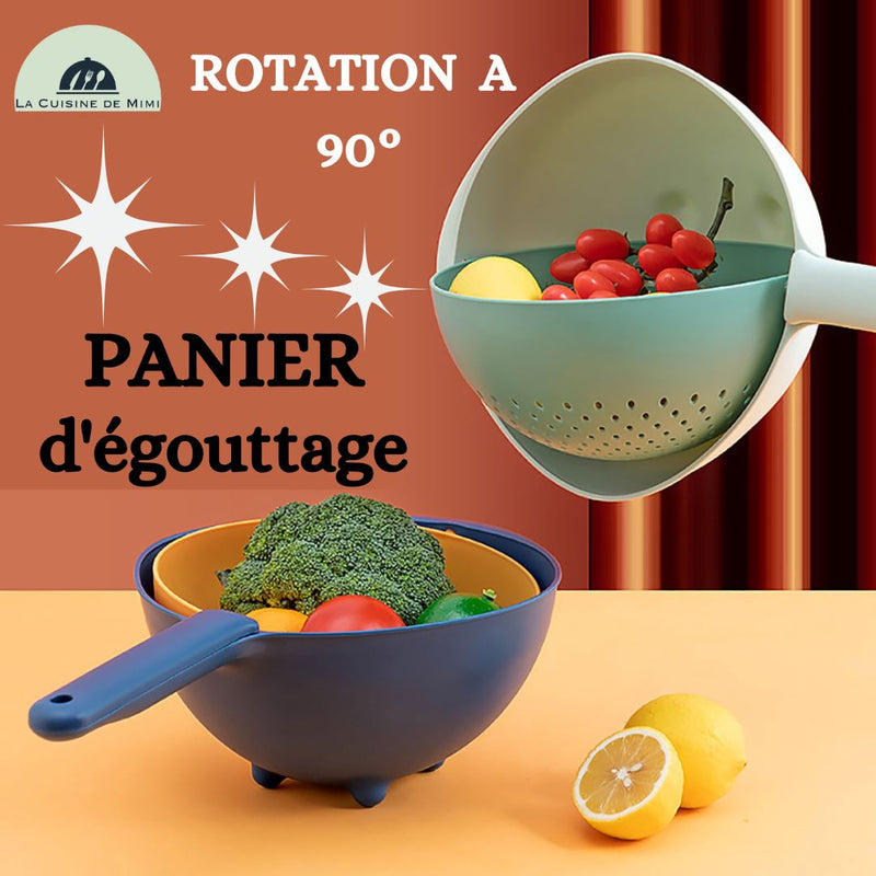 DRAIN BASKET™⎮PANIER d'égouttage rotatif à double couche pour fruits et légumes La Cuisine de Mimi
