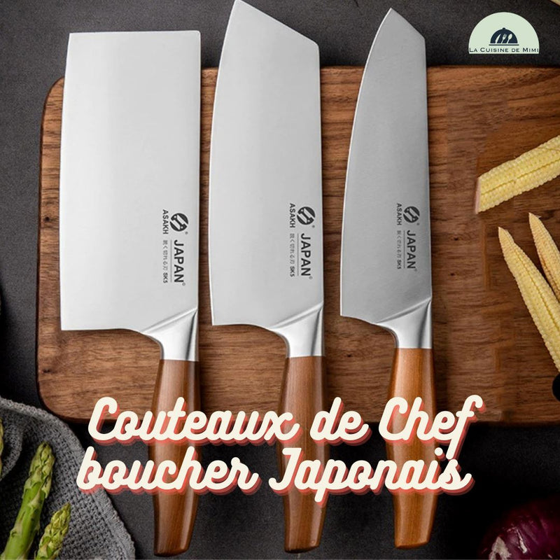Couteaux de Chef boucher Japonais en acier inoxydable avec boîte