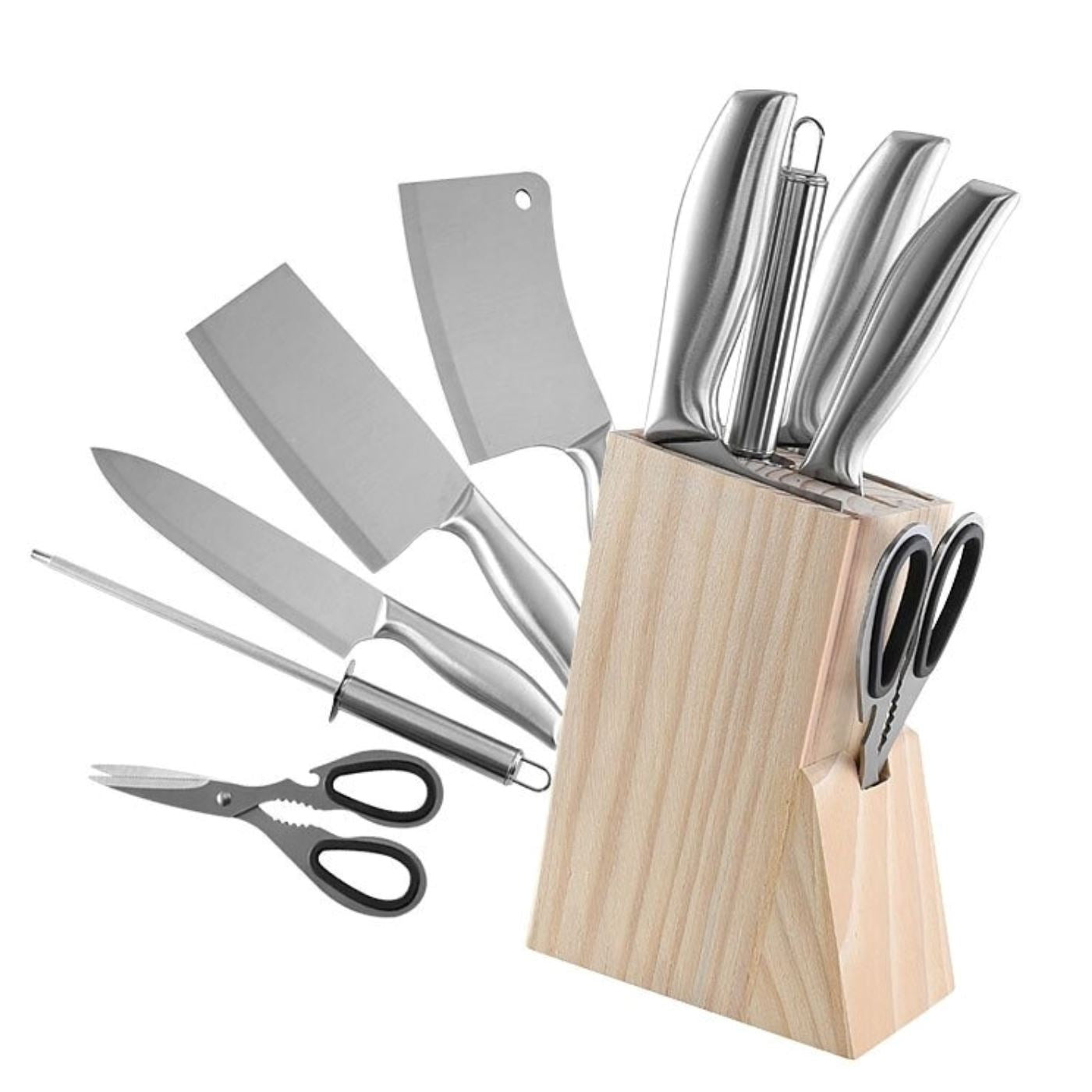 Set 2 couteaux de cuisine avec manille et tablier de cuisine Fushia