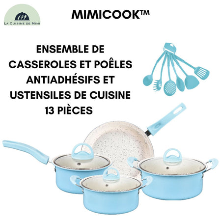 MIMICOOK ENSEMBLE DE CASSEROLES ET POÊLES ANTIADHESIVES ET USTENSILES DE CUISINE 13 PIECES La Cuisine de Mimi