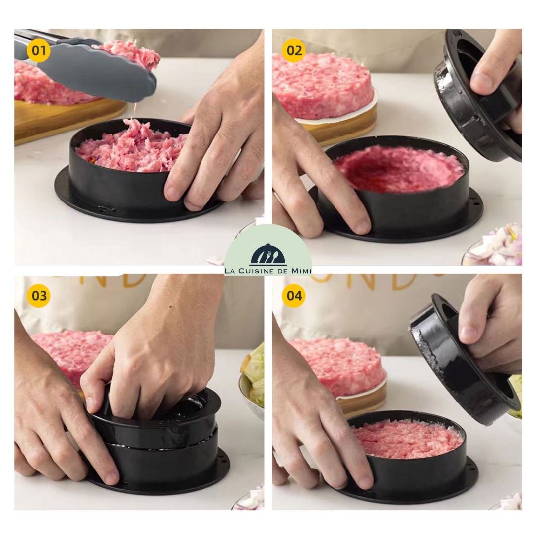 Presse à hamburgers farcis 3-en-1 avec 100 papiers à hamburgers Presse à hamburgers farcis 3-en-1 avec 100 papiers à hamburgers