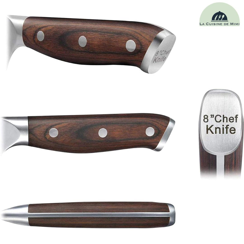 Ensemble de couteaux de cuisine en acier inoxydable de haute qualité - 15Pièces - La Cuisine de Mimi