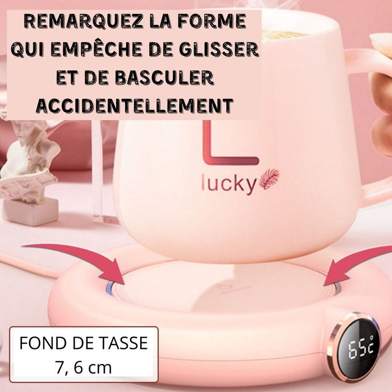 Tasse à café en céramique LUCKY, Rose avec sous-verre
