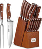 Bloc de 16 pcs << couteaux de chef >> manche en bois. La Cuisine de Mimi