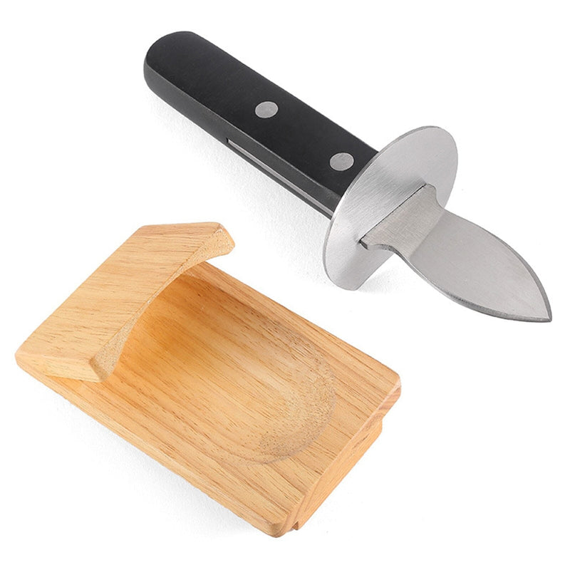 Couteau à huîtres Cosy & Trendy avec support en bois pour huîtres