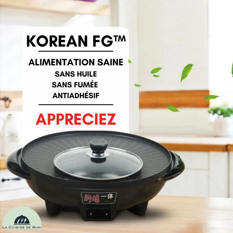 Fondue Coréenne Gril Électrique De Table Antiadhésif 2 en 1 – La Cuisine de  Mimi
